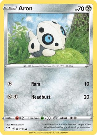 SWSH03 Darkness Ablaze 121/189 Aron - Reverse Holofoil - Common