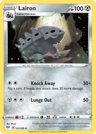 SWSH03 Darkness Ablaze 122/189 Lairon - Reverse Holofoil - Uncommon