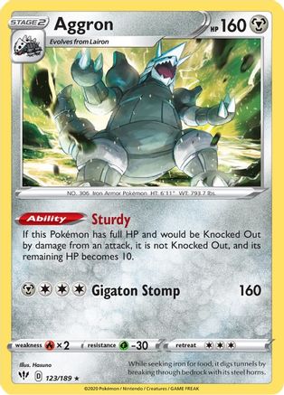 SWSH03 Darkness Ablaze 123/189 Aggron - Holofoil - Holo Rare