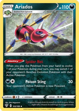 SWSH03 Darkness Ablaze 103/189 Ariados - Reverse Holofoil - Uncommon