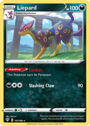SWSH03 Darkness Ablaze 107/189 Liepard - Rare