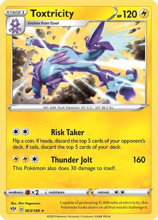 SWSH03 Darkness Ablaze 063/189 Toxtricity - Reverse Holofoil - Holo Rare