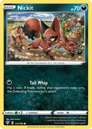 SWSH03 Darkness Ablaze 112/189 Nickit - Reverse Holofoil - Common