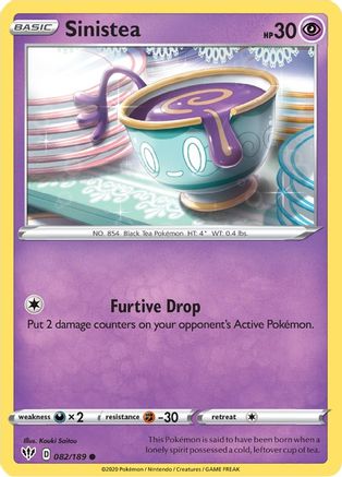 SWSH03 Darkness Ablaze 082/189 Sinistea - Reverse Holofoil - Common