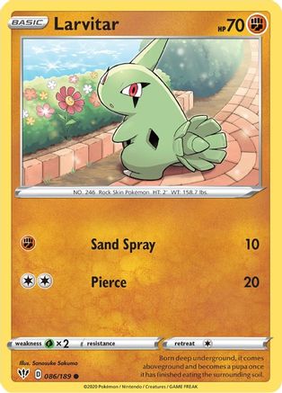 SWSH03 Darkness Ablaze 086/189 Larvitar - Reverse Holofoil - Common