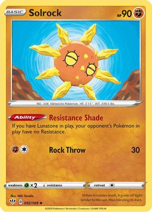 SWSH03 Darkness Ablaze 092/189 Solrock - Uncommon
