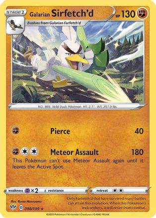 SWSH03 Darkness Ablaze 098/189 Galarian Sirfetch'd - Reverse Holofoil - Rare