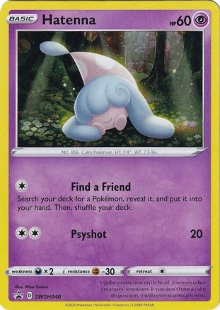 SWSH Sword & Shield Promo Cards SWSH040 Hatenna - Holofoil - Promo