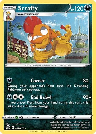 Champions Path 042/73 Scrafty - Reverse Holofoil - Holo Rare