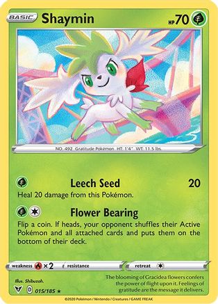 SWSH04 Vivid Voltage 015/185 Shaymin - Reverse Holofoil - Holo Rare