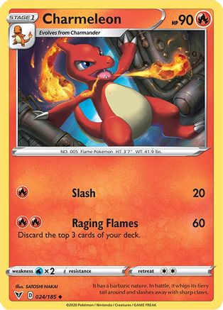 SWSH04 Vivid Voltage 024/185 Charmeleon - Reverse Holofoil - Uncommon