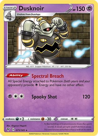 SWSH04 Vivid Voltage 071/185 Dusknoir - Holofoil - Holo Rare