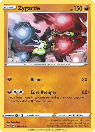 SWSH04 Vivid Voltage 093/185 Zygarde - Reverse Holofoil - Holo Rare