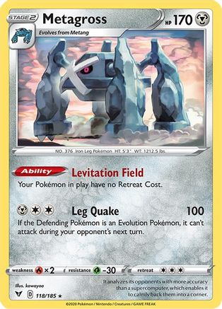 SWSH04 Vivid Voltage 118/185 Metagross - Reverse Holofoil - Rare
