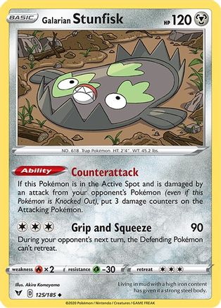 SWSH04 Vivid Voltage 125/185 Galarian Stunfisk - Reverse Holofoil - Uncommon