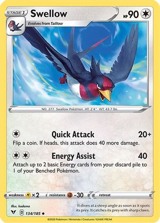SWSH04 Vivid Voltage 134/185 Swellow - Uncommon