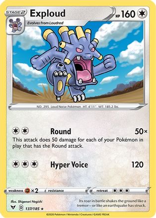 SWSH04 Vivid Voltage 137/185 Exploud - Reverse Holofoil - Rare
