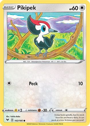 SWSH04 Vivid Voltage 143/185 Pikipek - Reverse Holofoil - Common