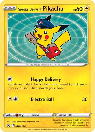 SWSH Sword & Shield Promo Cards SWSH074 Special Delivery Pikachu - Holofoil - Promo