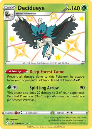 Shining Fates Shiny Vault SV003/SV122 Decidueye - Holofoil - Shiny Holo Rare
