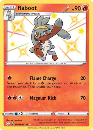 Shining Fates Shiny Vault SV016/SV122 Raboot - Holofoil - Shiny Holo Rare