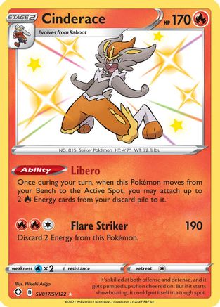 Shining Fates Shiny Vault SV017/SV122 Cinderace - Holofoil - Shiny Holo Rare