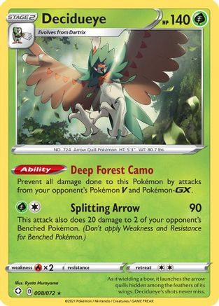 Shining Fates 008/072 Decidueye - Holofoil - Holo Rare