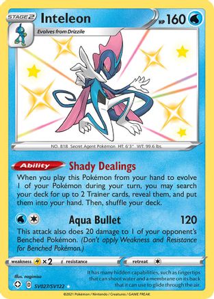Shining Fates Shiny Vault SV027/SV122 Inteleon - Holofoil - Shiny Holo Rare