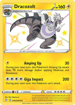 Shining Fates Shiny Vault SV045/SV122 Dracozolt - Holofoil - Shiny Holo Rare