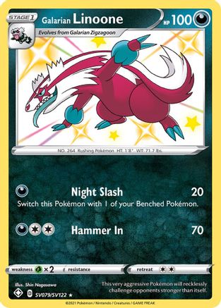 Shining Fates Shiny Vault SV079/SV122 Galarian Linoone - Holofoil - Shiny Holo Rare
