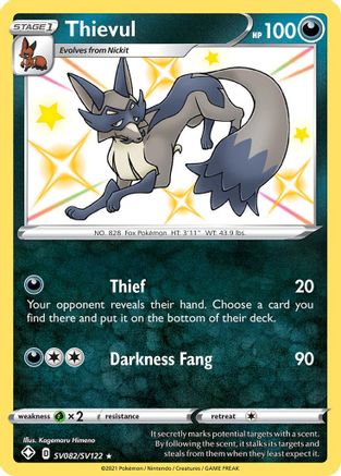 Shining Fates Shiny Vault SV082/SV122 Thievul - Holofoil - Shiny Holo Rare