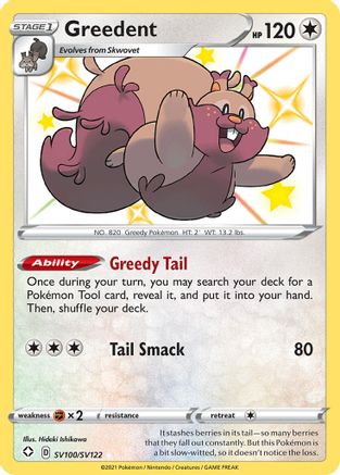 Shining Fates Shiny Vault SV100/SV122 Greedent - Holofoil - Shiny Holo Rare