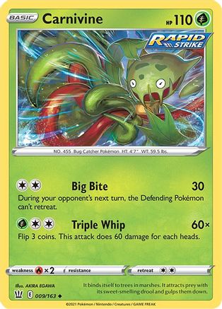 SWSH05 Battle Styles 009/163 Carnivine - Uncommon