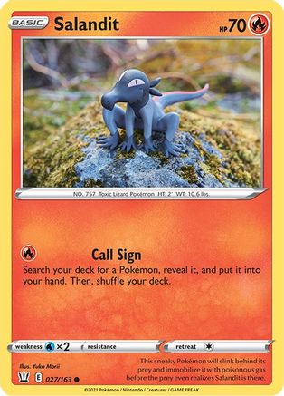 SWSH05 Battle Styles 027/163 Salandit - Reverse Holofoil - Common