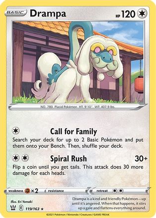 SWSH05 Battle Styles 119/163 Drampa - Reverse Holofoil - Rare