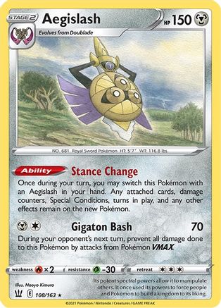 SWSH05 Battle Styles 108/163 Aegislash (108) - Reverse Holofoil - Rare