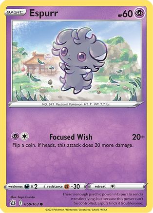 SWSH05 Battle Styles 060/163 Espurr - Reverse Holofoil - Common