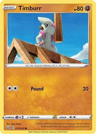 SWSH05 Battle Styles 073/163 Timburr - Reverse Holofoil - Common