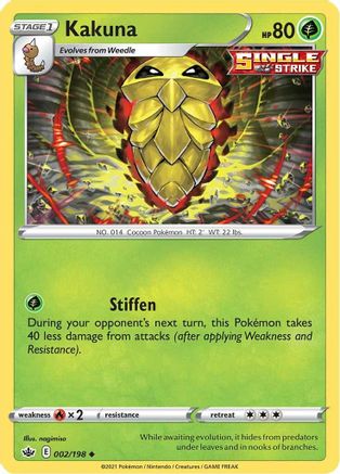 SWSH06 Chilling Reign 002/198 Kakuna - Reverse Holofoil - Uncommon