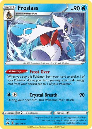 SWSH06 Chilling Reign 036/198 Froslass - Holofoil - Holo Rare