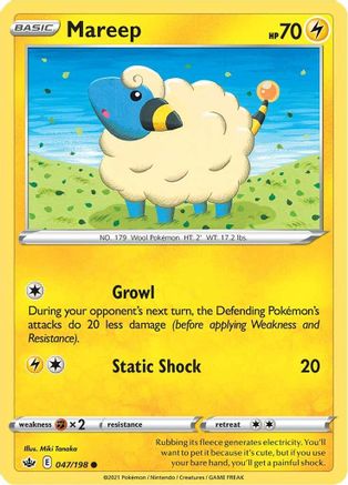 SWSH06 Chilling Reign 047/198 Mareep - Reverse Holofoil - Common