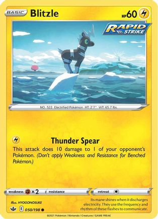 SWSH06 Chilling Reign 050/198 Blitzle - Reverse Holofoil - Common
