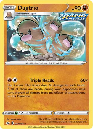 SWSH06 Chilling Reign 077/198 Dugtrio - Reverse Holofoil - Rare