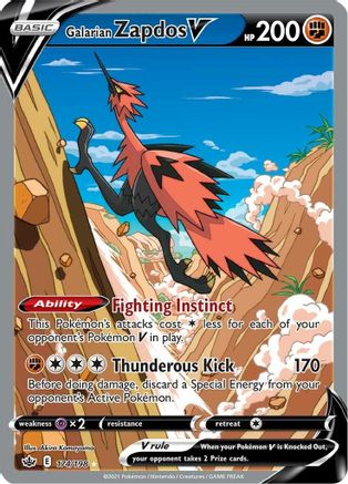 SWSH06 Chilling Reign 174/198 Galarian Zapdos V (Alternate Full Art) - Holofoil - Ultra Rare