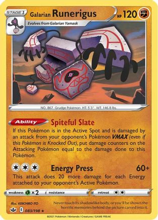 SWSH06 Chilling Reign 083/198 Galarian Runerigus - Holofoil - Holo Rare