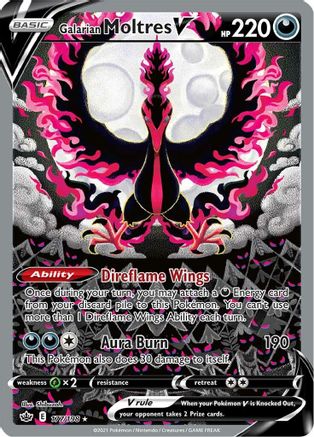 SWSH06 Chilling Reign 177/198 Galarian Moltres V (Alternate Full Art) - Holofoil - Ultra Rare