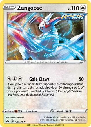 SWSH06 Chilling Reign 120/198 Zangoose - Rare
