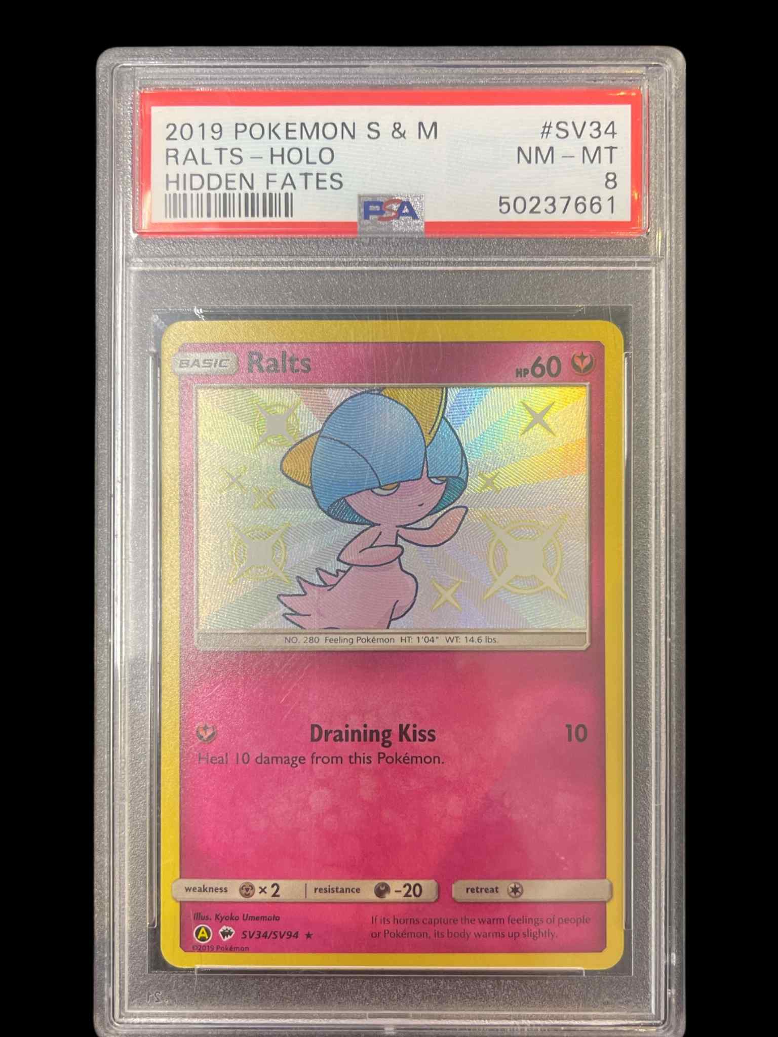 Hidden Fates Shiny Vault SV34/SV94 PSA8 #50237661 Ralts - Holofoil - Shiny Holo Rare