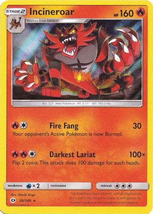 Miscellaneous Cards & Products 026/149 Incineroar - Holofoil - Holo Rare