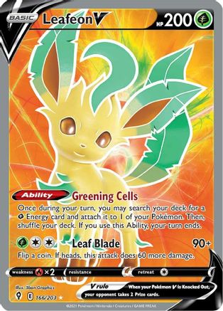 SWSH07 Evolving Skies 166/203 Leafeon V (Full Art) - Holofoil - Ultra Rare